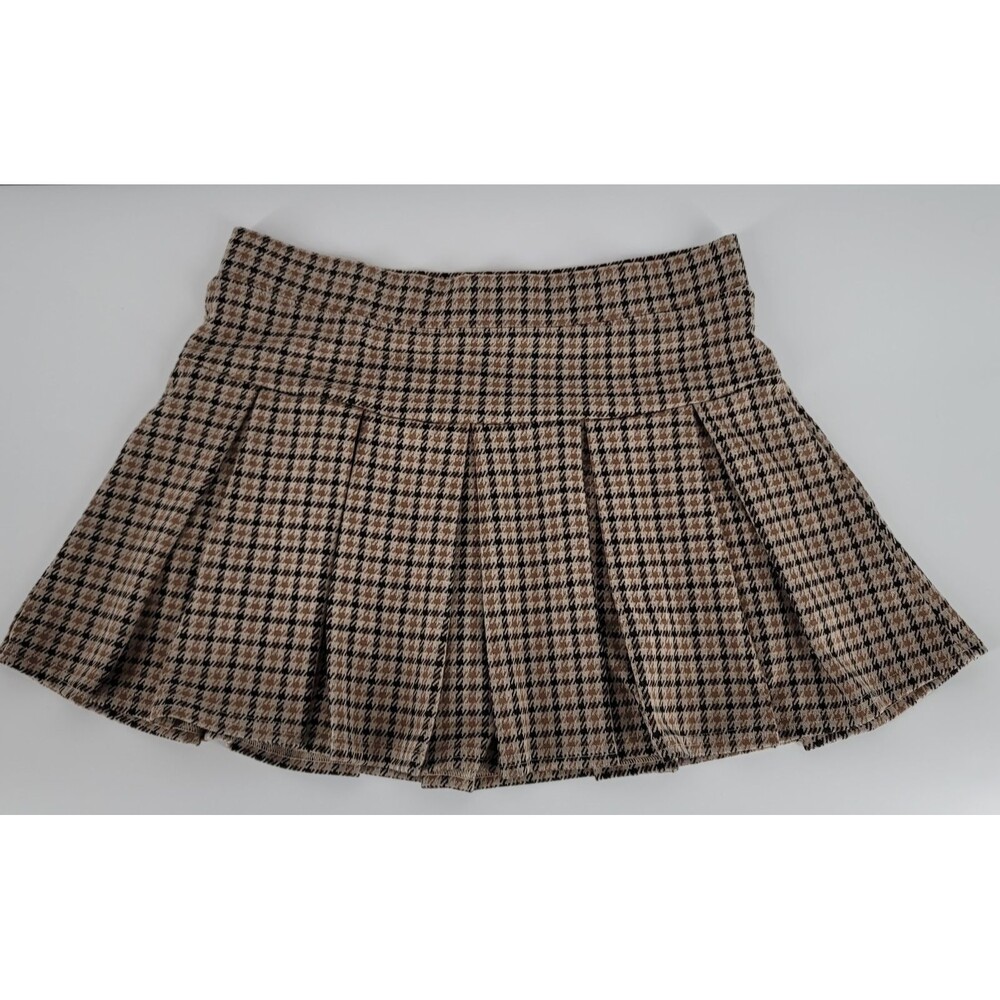 American Eagle Outfitters Pleated Mini Skort Brown Houndstooth Academia Size M
